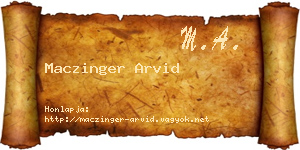 Maczinger Arvid névjegykártya